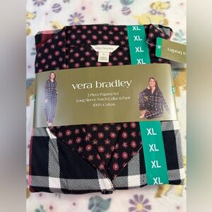 Vera Bradley Women’s 2-Piece Cotton Pajama Set Red XL NWT Button Down